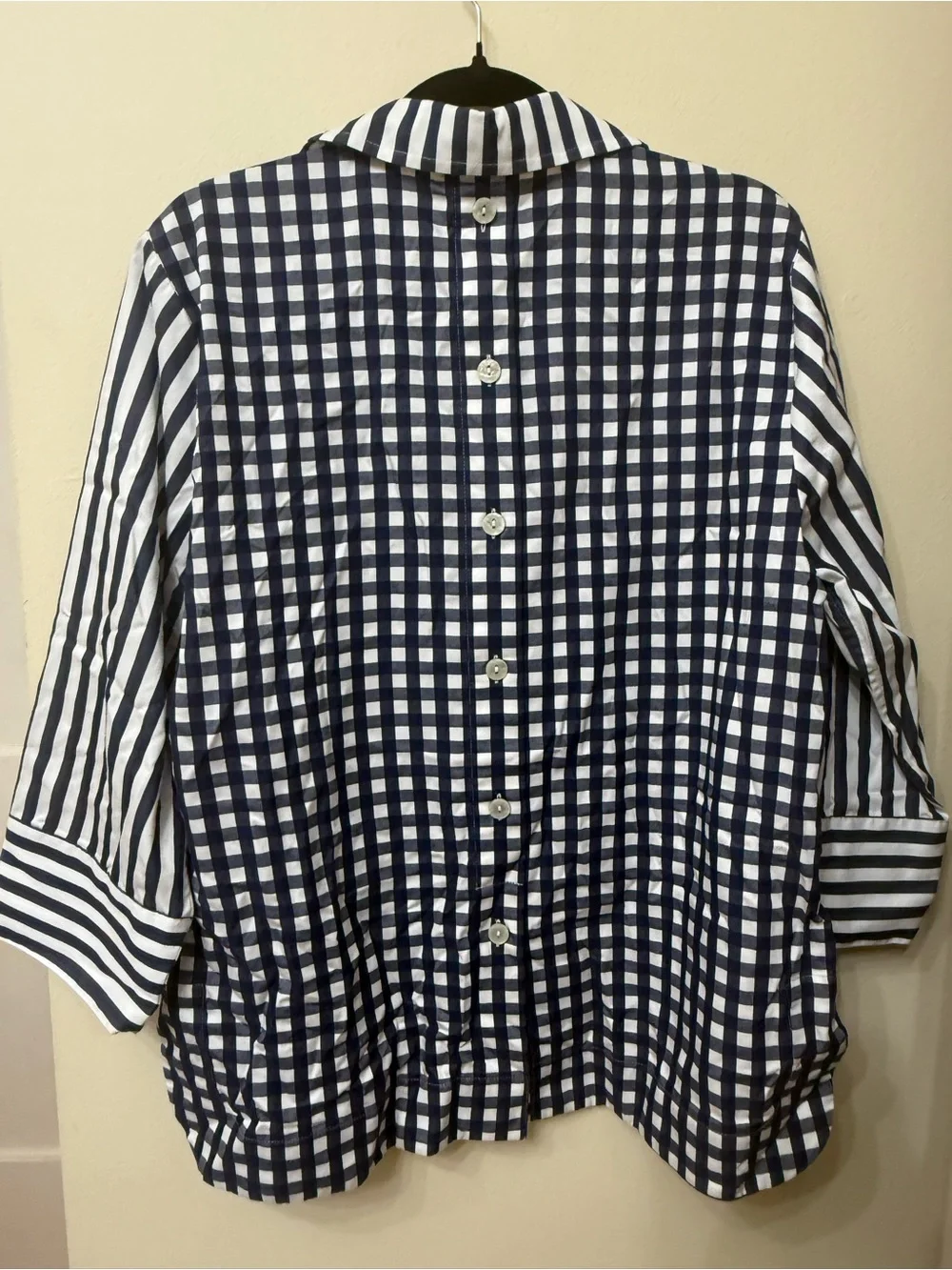Hinson Wu XL Aileen Top Stripe Gingham Designer Modern Everyday Luxury Cotton